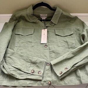 Rachel Zoe Olive Green Linen Button Down Shirt